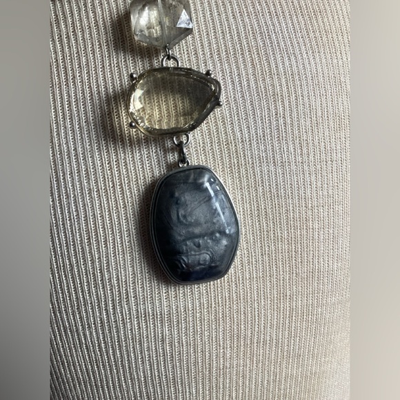 Chic Silver and Gray Gemstone Necklace - Picture 13 of 16